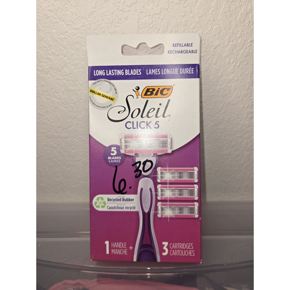 BIC Soleil Click 5 Women's Disposable Razors, 5 Blades, 1 Handle + 3 Cartridges